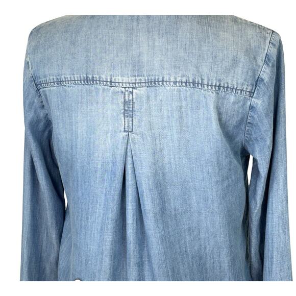 Cloth & Stone Womens Chambray Popover Tunic Size S‎ Blue Long Sleeve Collared - Picture 9 of 12